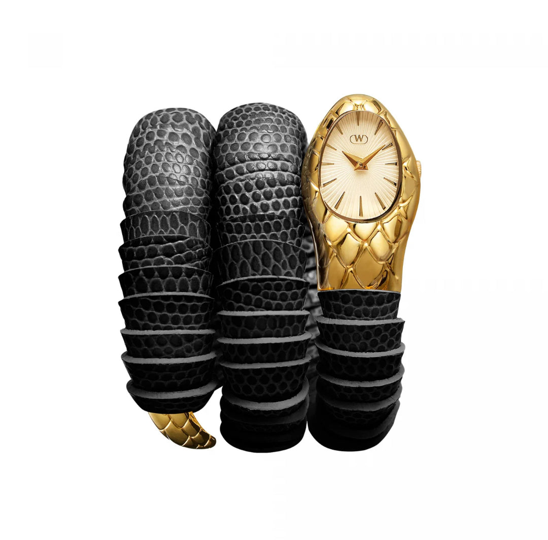 Wintex Serpe szampan zegarek kwarcowy stal wykończenie Pvd Gold Gold Blackserpe