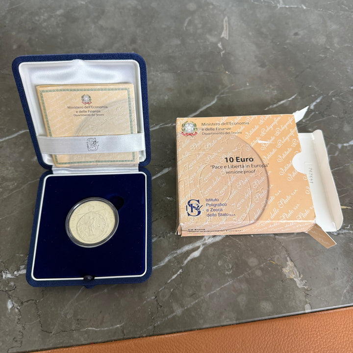 10-Euro-Silbermünze „Frieden und Freiheit in Europa“ in polierter Platte