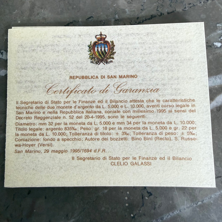 Silbermünzen 5000 10000 Lire Republik San Marino Amerigo Vespucci 1995