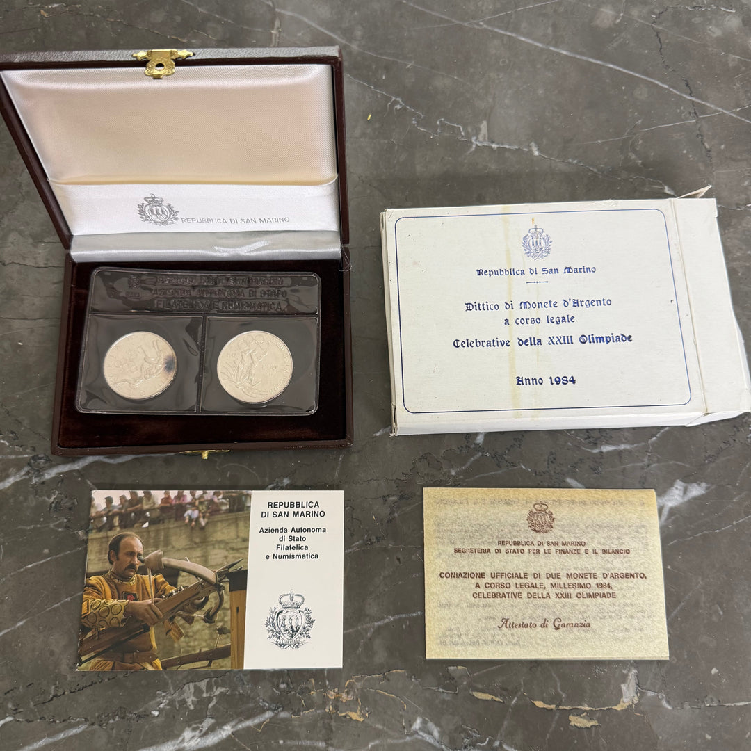 Monete in argento 500 1000 Lire Repubblica di San Marino XXIII Olimpiade 1984