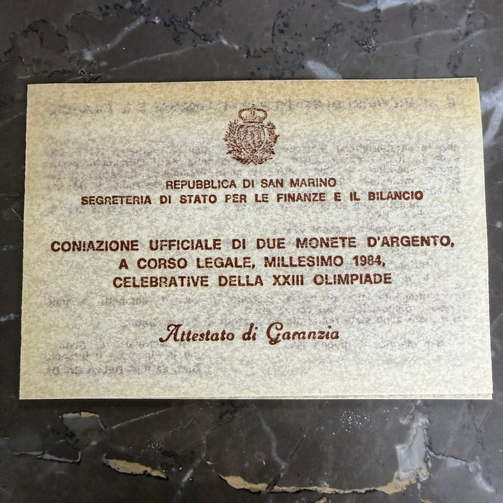 Monete in argento 500 1000 Lire Repubblica di San Marino XXIII Olimpiade 1984