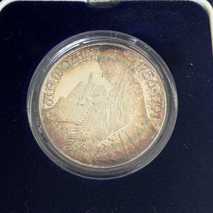 Silbermünze 100 österreichische Schilling 200. Tod von Wolfgang Amadeus Mozart 1991