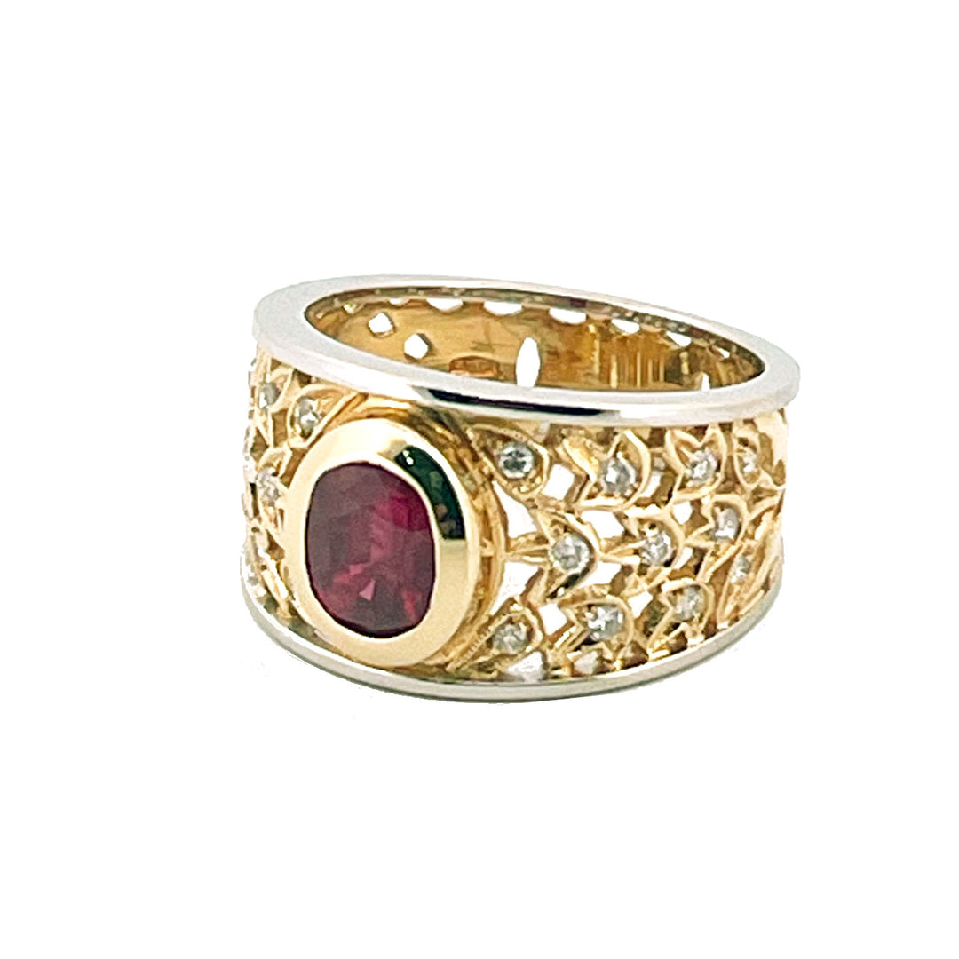 Capodagaglia Ring Fantasy Fantasy Gold Gold and Yellow 18kt Ruby and Diamonds