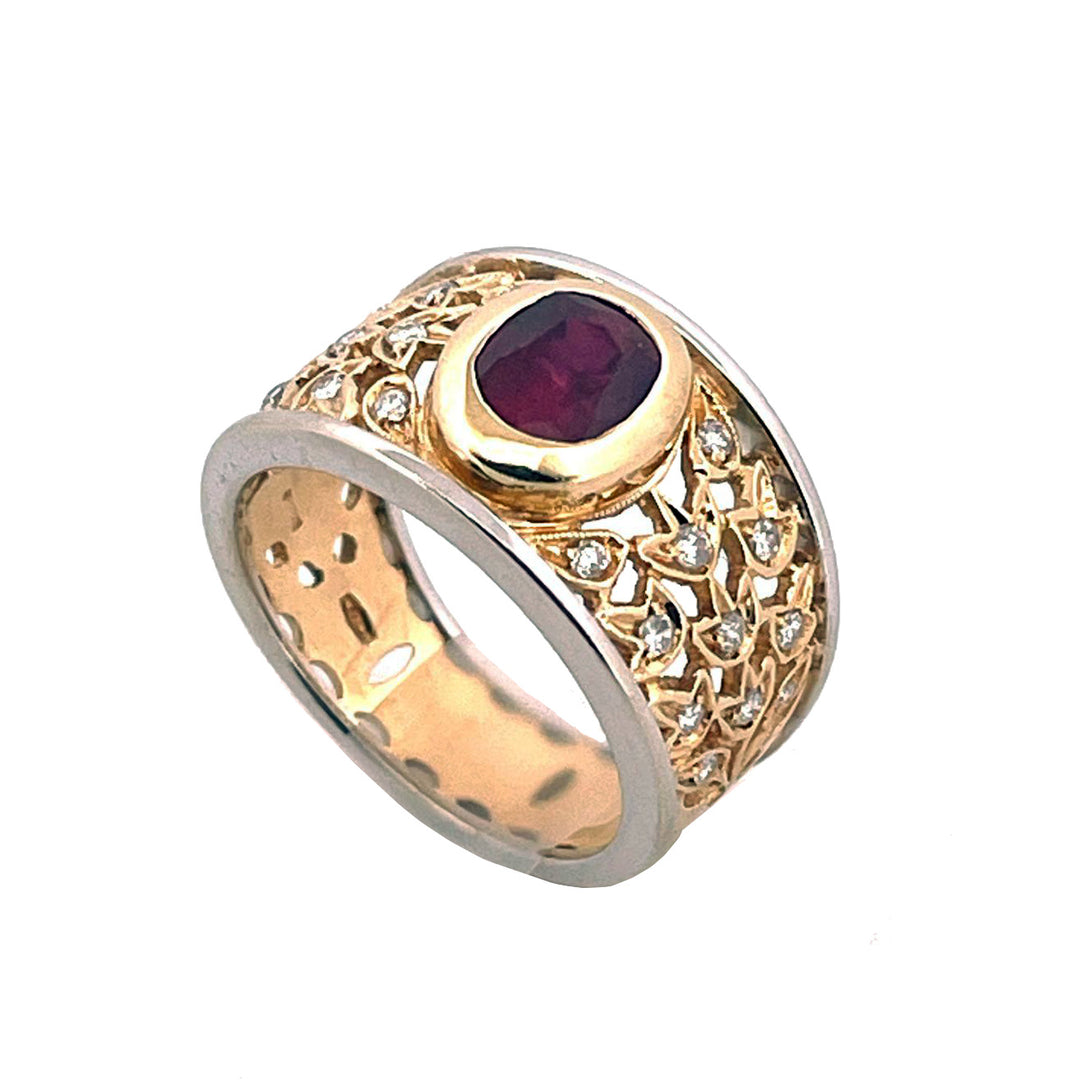 Capodagaglia Ring Fantasy Fantasy Gold Gold and Yellow 18kt Ruby and Diamonds