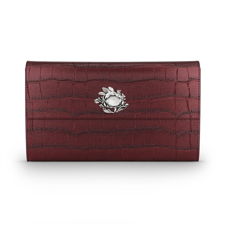 Portefeuille continental jungle Giovanni Raspini cuir croco bordeaux blanc bronze L0033