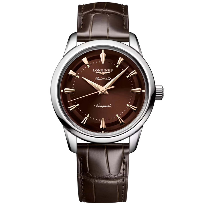 Montre automatique Longines Heritage 38 mm en acier marron L1.649.4.62.2
