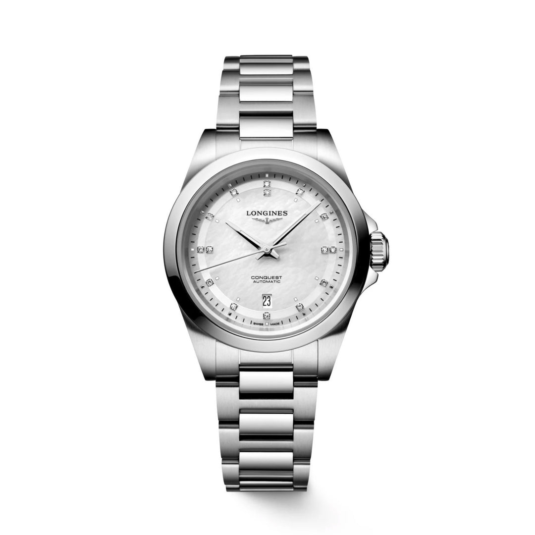 Longines Conquest Conquest 30mm Motherperla Diamanti Automatisk stål L3.320.4.87.6