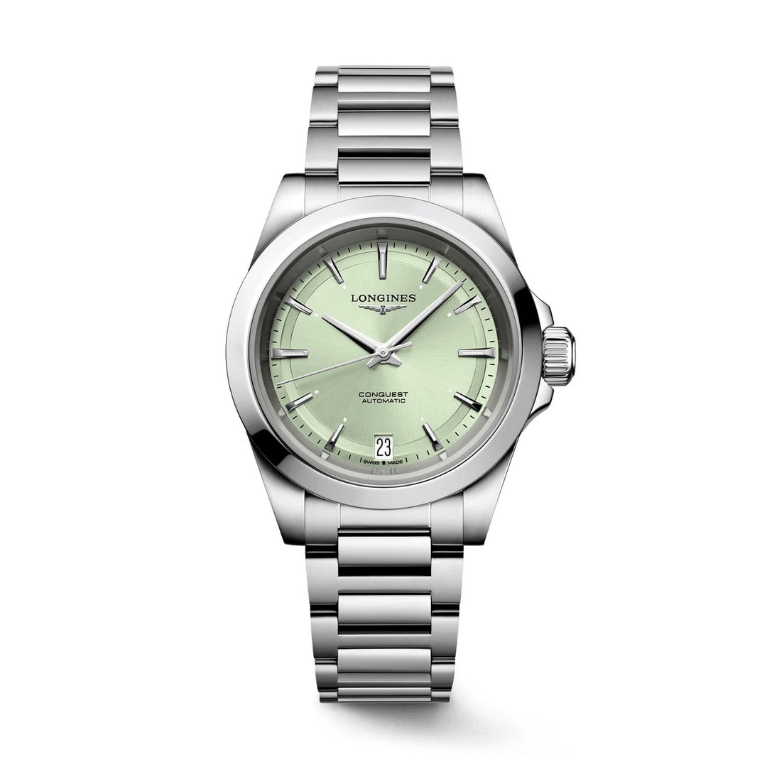 Longines Conquest 34mm green automatic steel watch L3.430.4.02.6