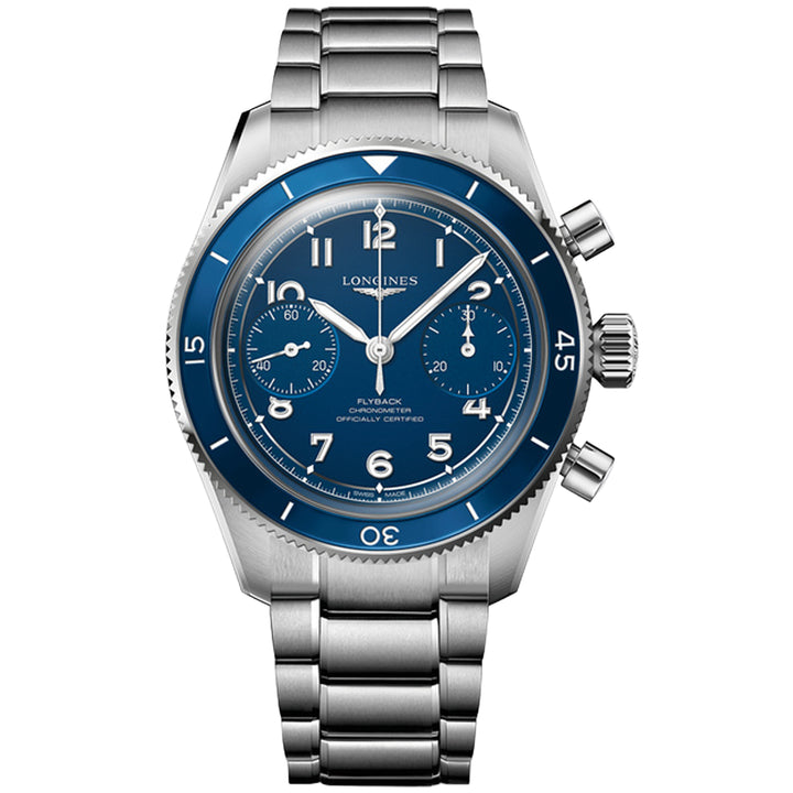 Longines Uhr Spirit Pilot Flyback 39,5 mm blau Handaufzug Stahl L3.721.4.93.6