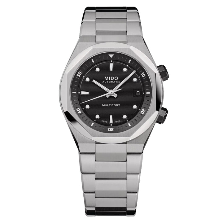 Mido Uhr Multifort 8 Two Crowns 38,4 x 40 mm schwarzer Automatikstahl M047.507.11.051.00