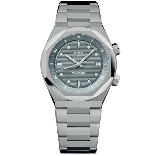 Mido Uhr Multifort 8 Two Crowns 38,4 x 40 mm grauer Automatikstahl M047.507.11.081.00