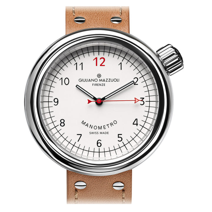 Giuliano Mazzuoli Manometeruhr 45 mm, weißer Automatikstahl, MRP05N