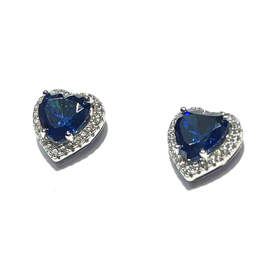 AP Coral Heart Hollywood Earrings Diva Style Silver 925 Rhodium povrchový křemen Zaffiro OR462LB