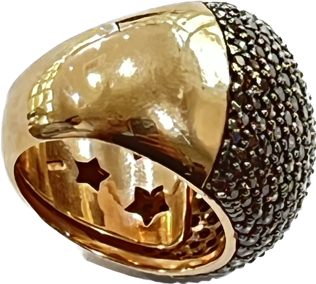 Sidalo Pavè Brown Ring Silver 925 FINE PVD GOLD ROSA CUBIC ZIRKIA M4425-BW