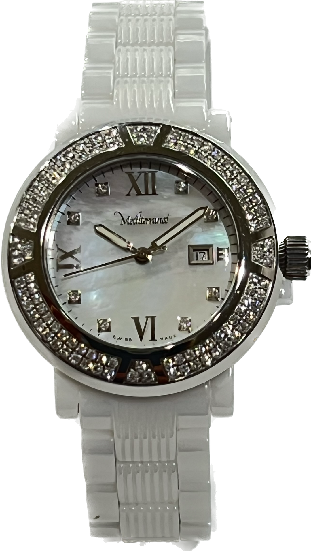 Paul Picot Středomoří Watch '36mm černé křemenné ocelové keramické diamanty 3296 WD116