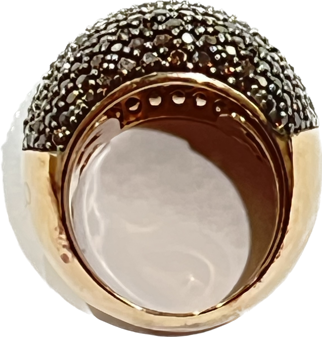 Sidalo Pavè Brown Ring Silver 925 FINE PVD GOLD ROSA CUBIC ZIRKIA M4425-BW