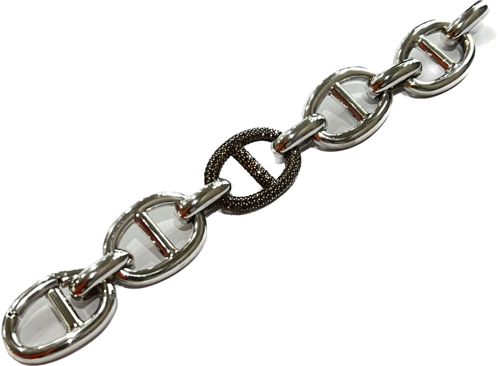 Sidalo armband Silver Mariine Jersey 925 Zirkoni Brown M-4442-B