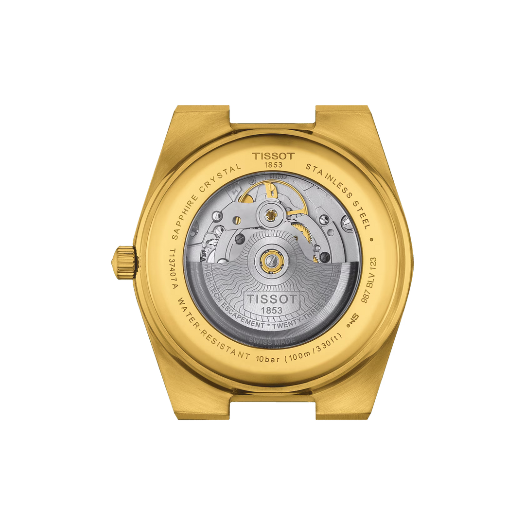 Tissot Clock Prx PowerMitic 80 40mm Champagne Automatische stalen afwerking PVD Gold Gold T137.407.33.021.00