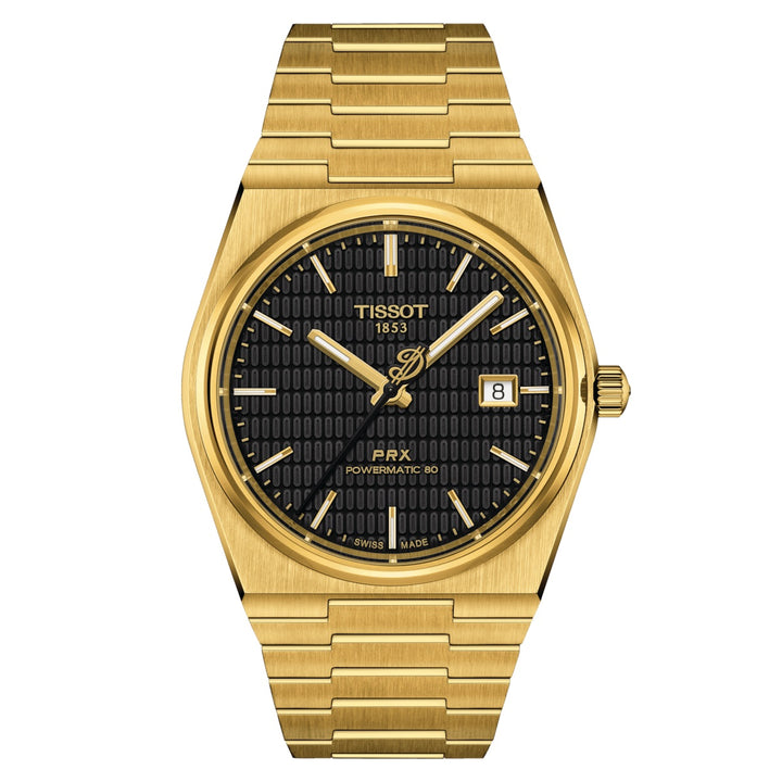 Tissot Clock PRX Powermitic 80 Damian Lillard Special Edition 40mm Black Automatic Awel Finning PVD Gold Gold T137.407.33.051.00