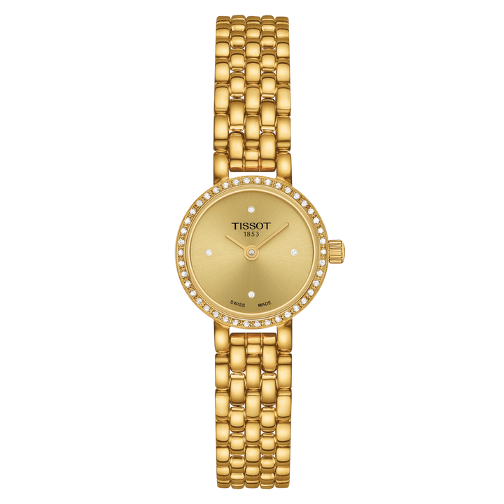 Reloj Tissot Lovely Round 19.5mm diamantes de champán acabado de acero de cuarzo PVD oro amarillo T140.009.63.026.00