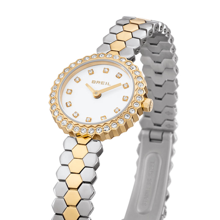 Breil Primp Uhr, 24 mm, weißer Quarzstahl, PVD-Finish, 14 Karat Gold, TW2200