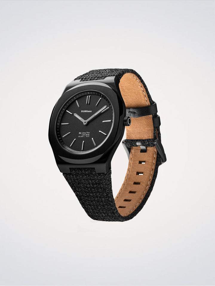 Montre ultra fine D1 Milano en Kevlar noir 39 mm D1-UHKJ01
