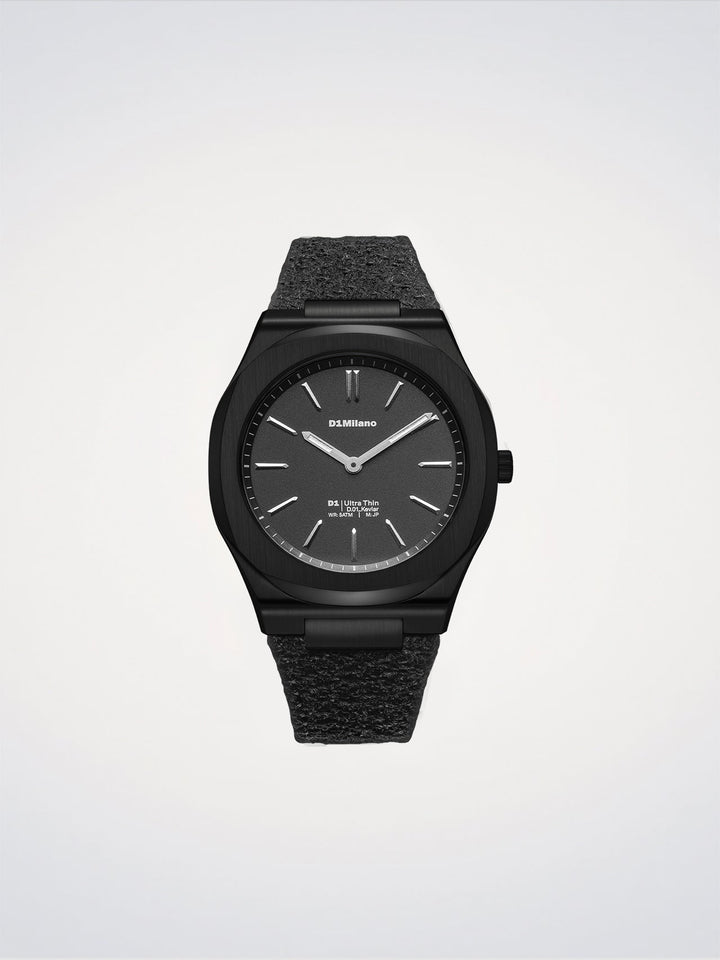 Montre ultra fine D1 Milano en Kevlar noir 39 mm D1-UHKJ01