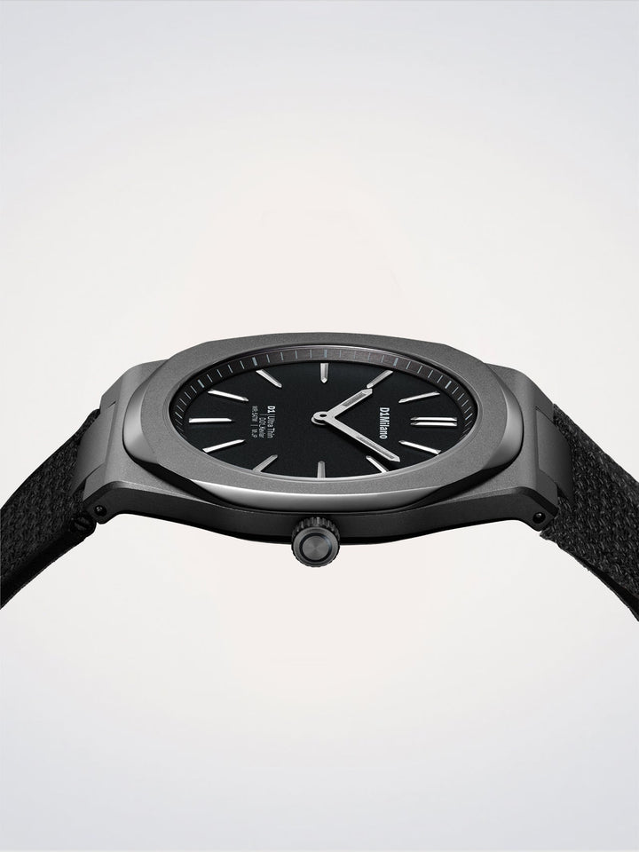 Montre ultra fine D1 Milano en Kevlar noir 39 mm D1-UHKJ01
