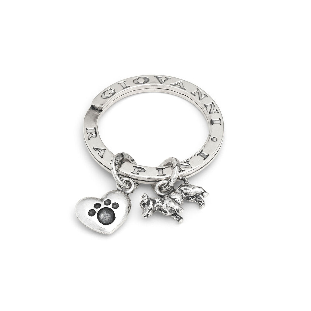 Giovanni Raspini key ring jack russel and love Keyring in 925 Silver X01408