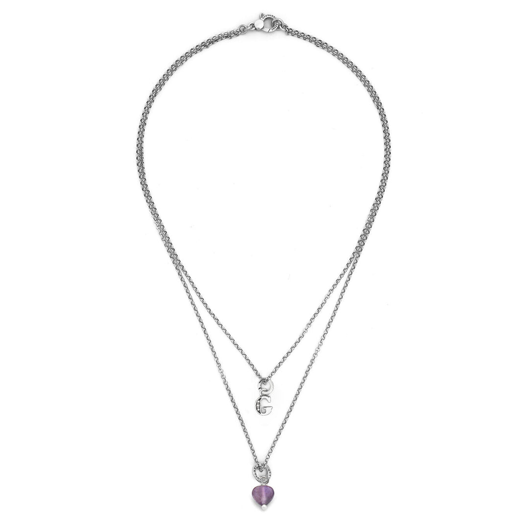 Collier Giovanni Raspini cadeau précieux lettre g Collier en argent 925, améthyste et zircons X01488
