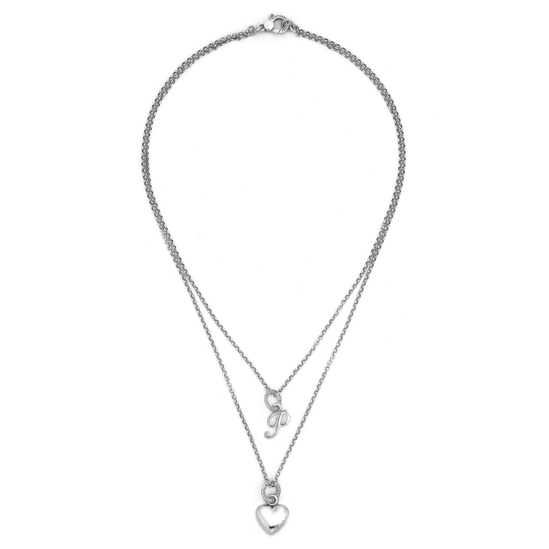Collier coeur et lettre p Giovanni Raspini collier en argent 925 X01555