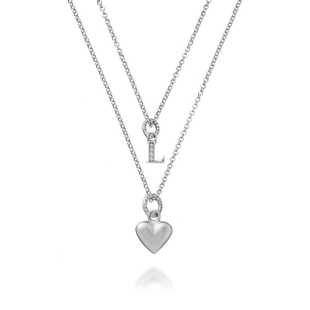 Giovanni Raspini Love and Crystal Necklace silver X01659