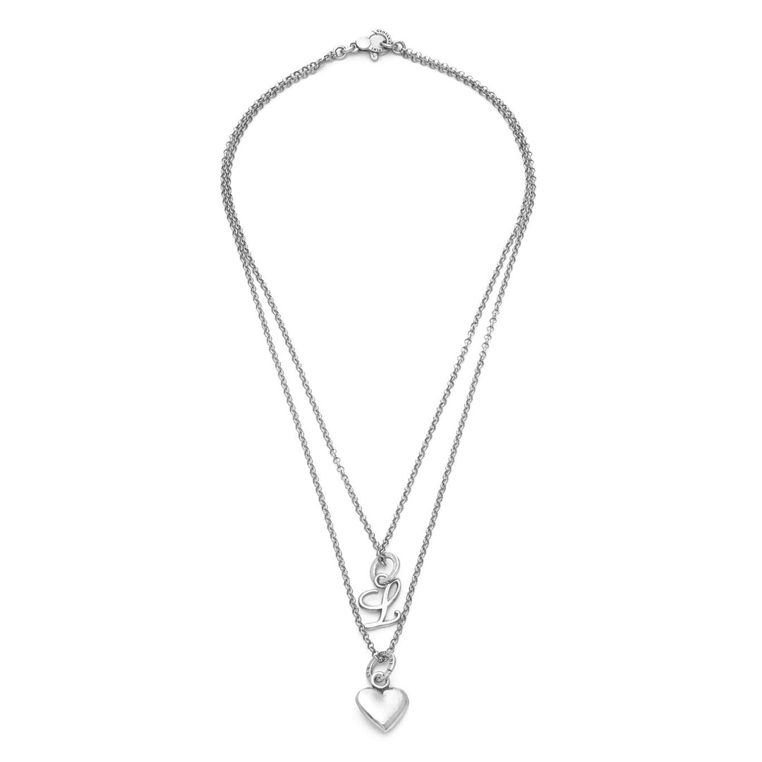 Giovanni Raspini Collier coeur et lettre L argent X01765