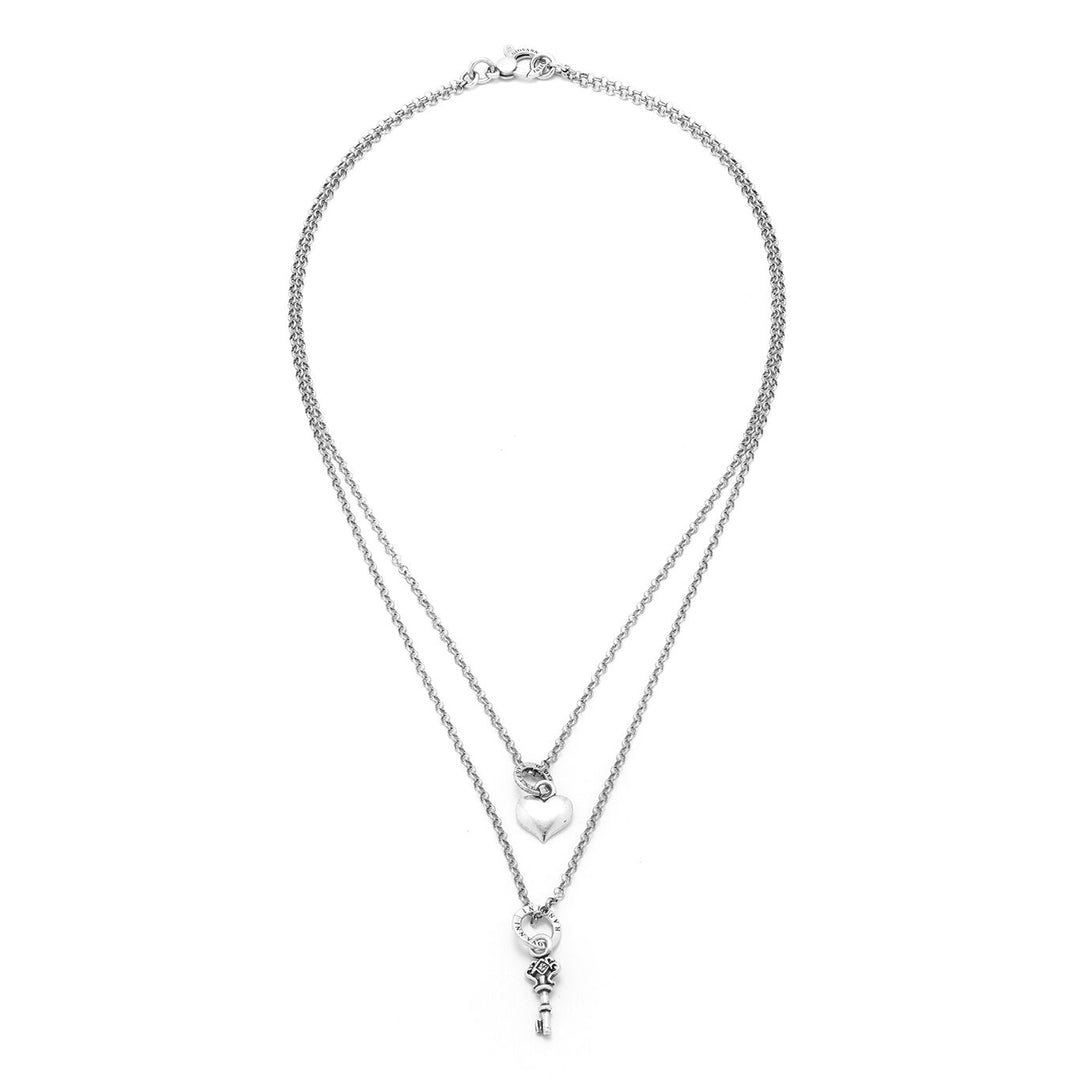 Giovanni Raspini Collier Double Clé de mon Coeur argent X01839