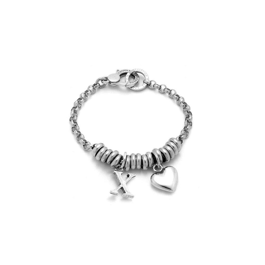 Giovanni Raspini Heart and Letter X bracelet in silver X01875