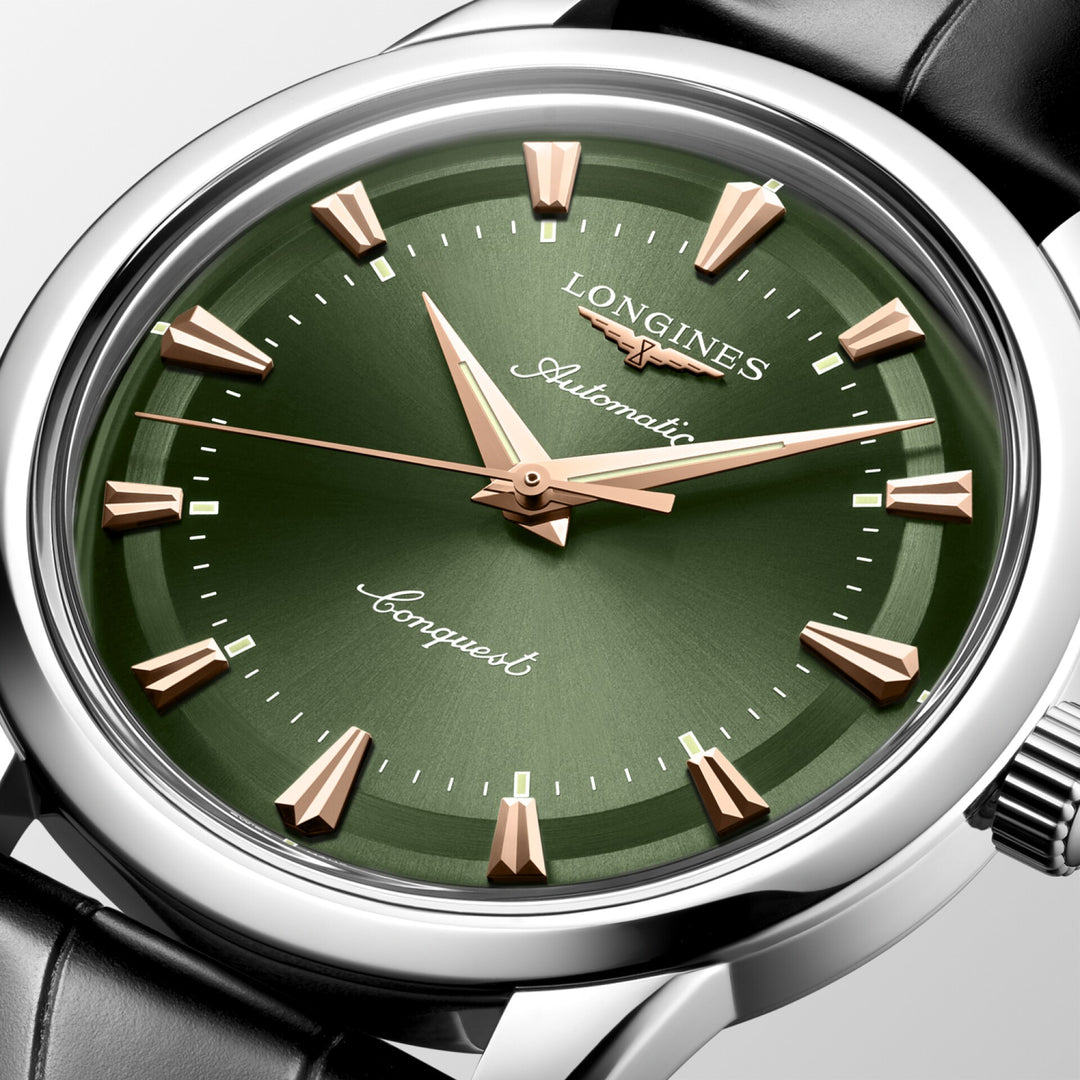 Longines orologio Conquest Heritage 40mm verde automatico acciaio L1.650.4.02.2