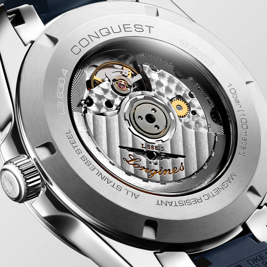 Longines Conquest 41 mm blaue Automatikuhr aus Stahl L3.830.4.92.9