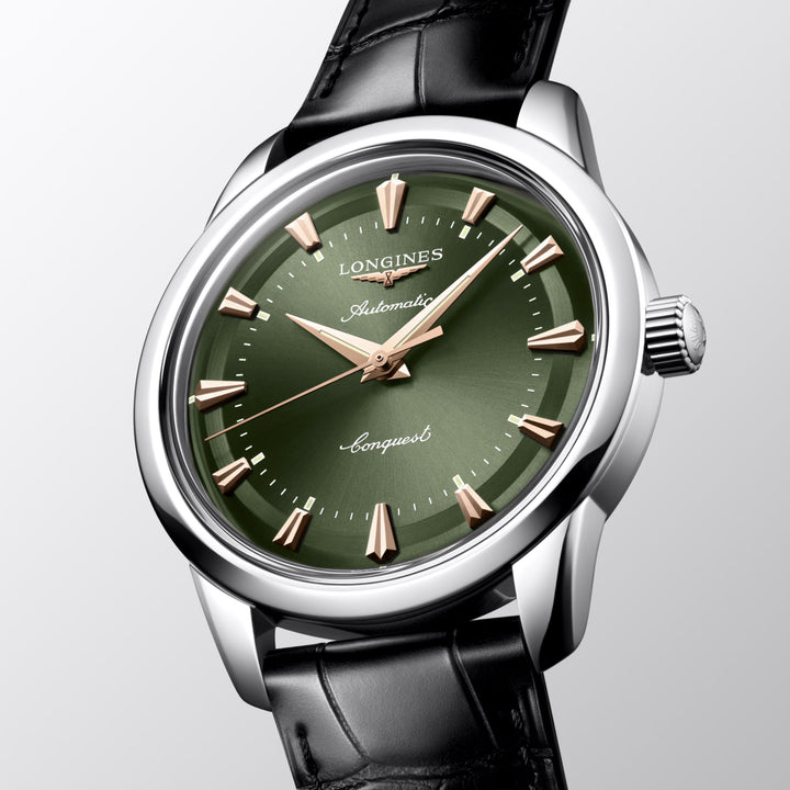 Longines orologio Conquest Heritage 40mm verde automatico acciaio L1.650.4.02.2