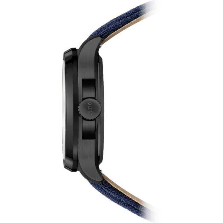 Mido Uhr Multifort TV Big Date 39x40mm blau Automatik Stahl schwarz PVD-Finish M049.526.37.041.00