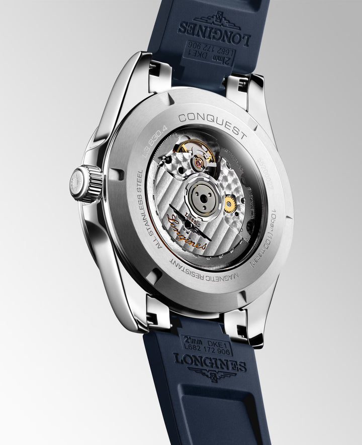 Longines Conquest 41 mm blaue Automatikuhr aus Stahl L3.830.4.92.9