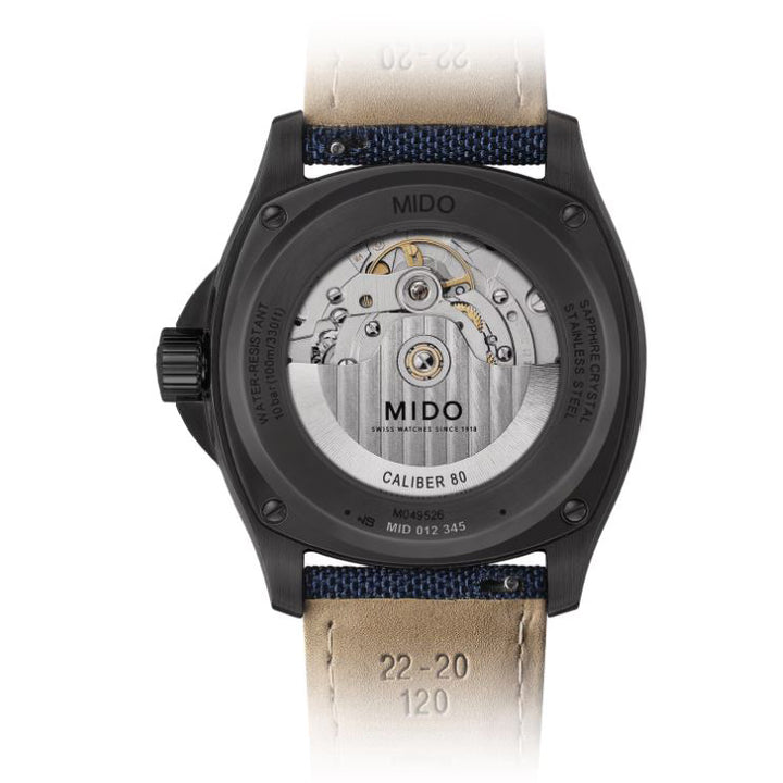 Mido Uhr Multifort TV Big Date 39x40mm blau Automatik Stahl schwarz PVD-Finish M049.526.37.041.00