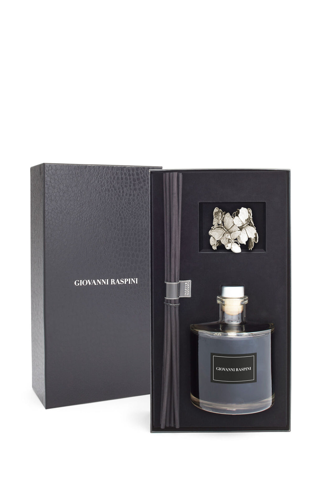 Giovanni Raspini Farfalle Diffuser - Nero Divino home fragrance with white bronze decoration - XB0102