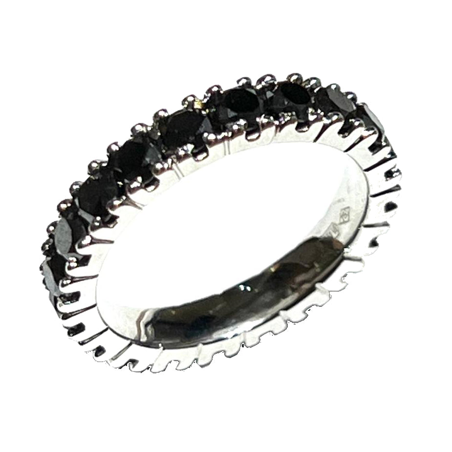 World Diamond Group 18kt white gold ring with black diamonds 0031FG