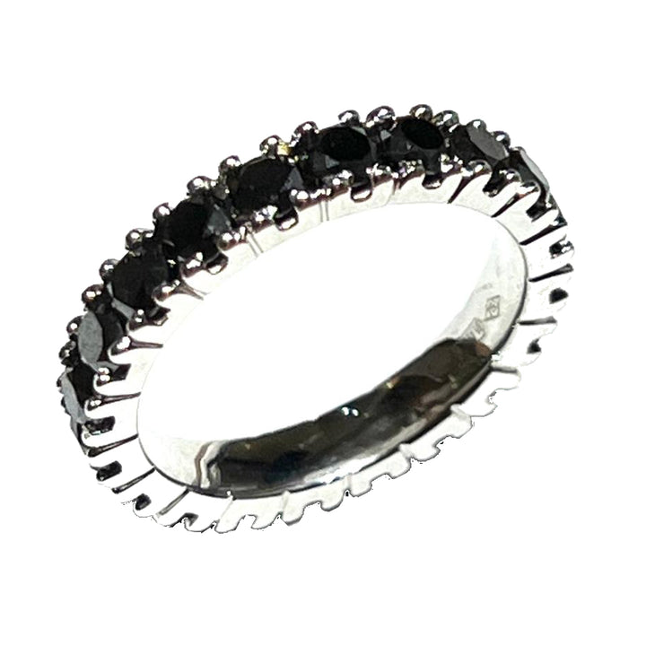 World Diamond Group 18kt white gold ring with black diamonds 0031FG