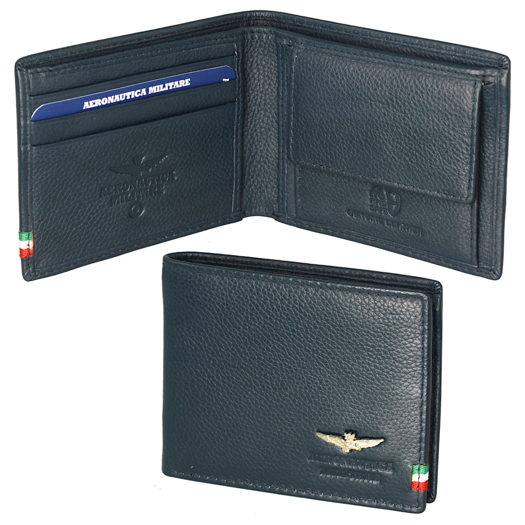 Aeronautica Military Carteira dos homens porta-peças de couro linha Flag AM101-BL