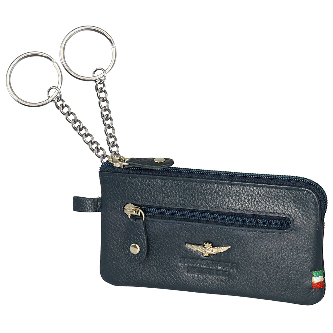 Aeronautica Military Keychain с кольцами и ручками из кожи AM107-BL