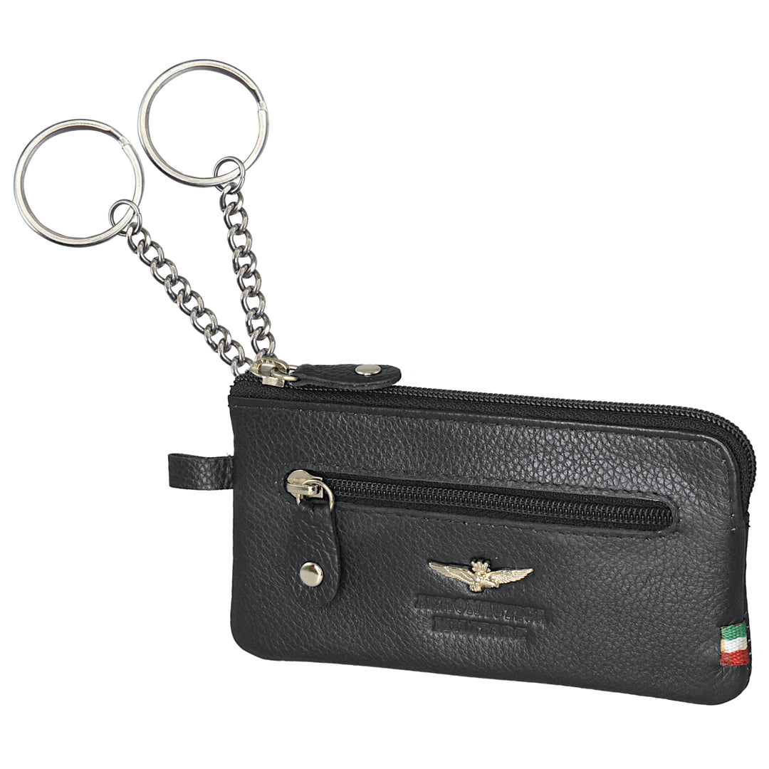 Aeronautica Military Keychain с кольцами и ручками из кожи AM107-NE