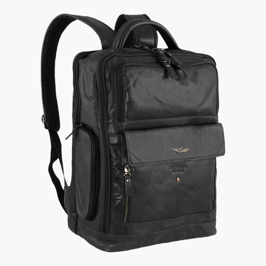 Aeronautica Militare Vintage-PC-Rucksack aus Leder AM305-NE