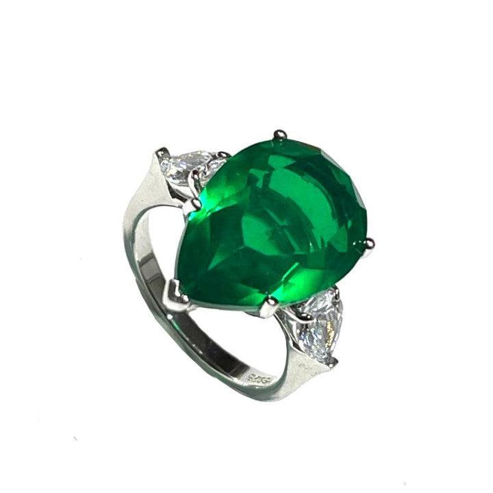 AP Coral anello Goccia Hollywood Diva Style argento 925 finitura rodio quarzo emerald AN2478LS - Capodagli 1937