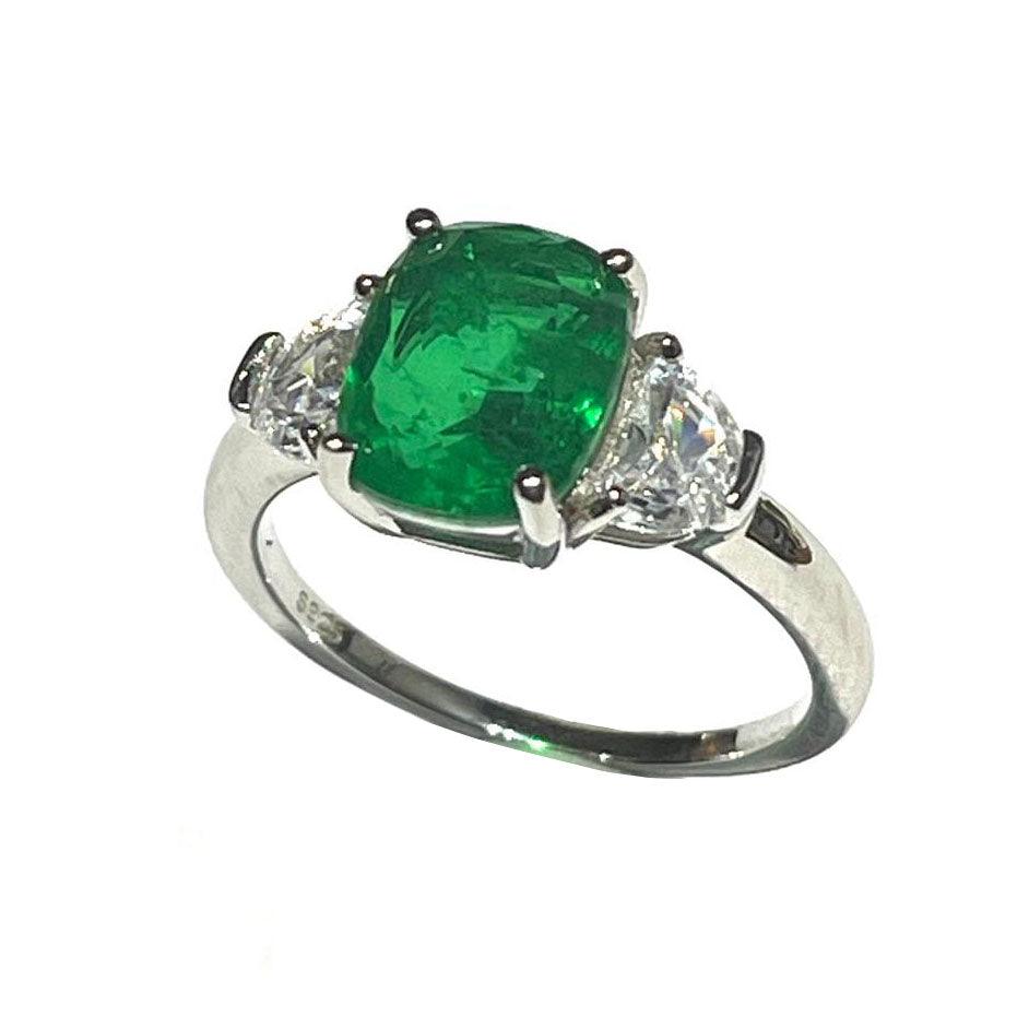 AP Coral anello Hollywood Diva Style argento 925 finitura rodio quarzo emerald AN2439S - Capodagli 1937
